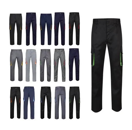VL HYPNOS. PANTALÓN DE SARGA MULTIBOLSILLOS BICOLOR (200G/M²), EN ALGODÓN (35%) Y POLIÉSTER (65%)