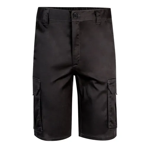 black VL HEBE. Bermudas elásticas multibolsillos (240g/m²), en algodón (46%), EME (38%) y poliéster (16%)