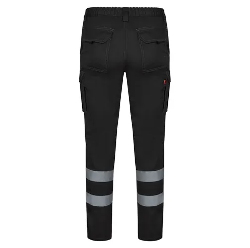 black VL DIONYSUS. Pantalón multibolsillos bicolor (210 g/m²), en algodón (20%) y poliéster (80%)