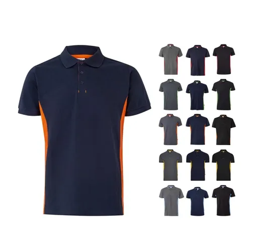 VL SUPAY. Polo piqué bicolor (180g/m²), manga corta, en algodón (60%) y poliéster (40%)