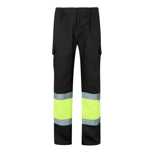 black VL ATHENA. Pantalón de sarga bicolor (210 g/m²), forrado, multibolsillos, en algodón (20 %) y poliéster (80 %)