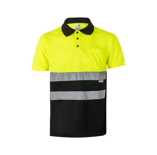 black VL CUPID LARGE. Polo bicolor ojo de pájaro (160g/m²) con manga corta, en poliéster (100%)