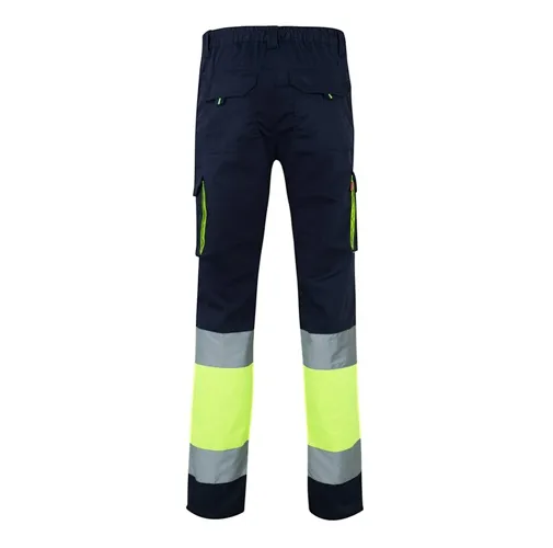 azul marino VL ZEUS. Pantalón elástico multibolsillos bicolor (240 g/m²), en algodón (46 %), EME (38 %) y poliéster (16 %)