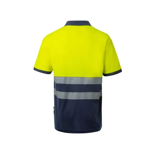 azul marino VL ACHELOUS. Polo de piqué bicolor (150g/m²) con manga corta, en algodón (55%) y poliéster (45%)