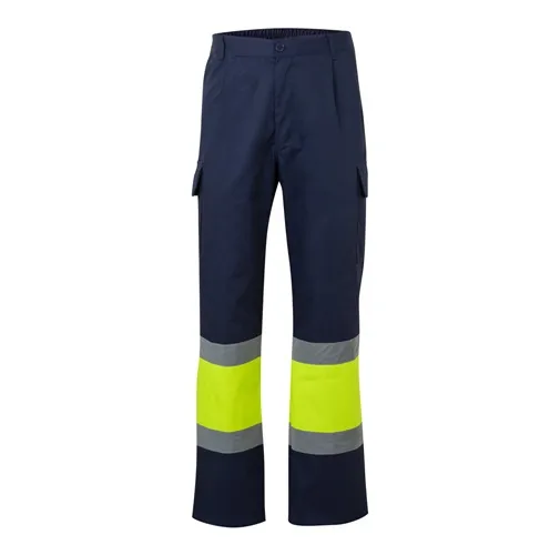 azul marino VL ARTEMIS. Two-colour twill trousers (190g/m²), made of cotton (20%) and polyester (80%)