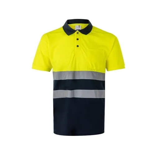 azul marino VL FORTUNA. Polo bird-eye (140g/m²) con manga corta, en poliéster (100%)