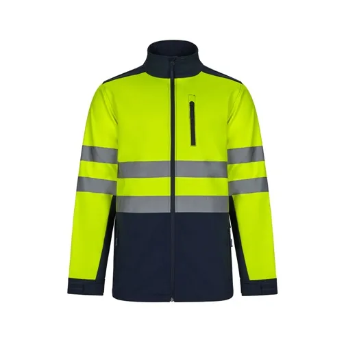 azul marino VL HESTIA. Chaqueta soft shell bicolor (280 g/m²), con forro polar y membrana de TPU, en poliéster (96%) y elastano (4%)