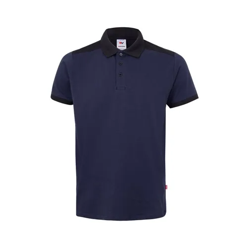blue VL VELES. Polo de piqué elástico bicolor (200g/m²) con manga corta, en poliéster (96%) y elastano (4%)