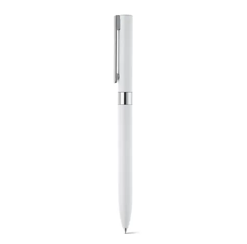 white CLARE. Bolígrafo con mecanismo de giro, fabricado en aluminio reciclado (100% rAL)