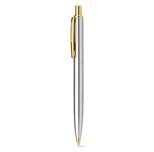 dorado SILVERIO. Bolígrafo de acero inoxidable con cuerpo brillante y clip