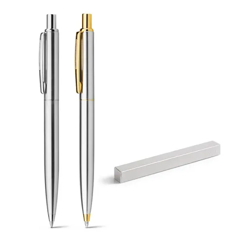 SILVERIO. Bolígrafo de acero inoxidable con cuerpo brillante y clip