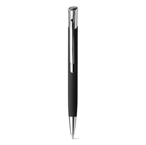 black OLAF SOFT. Bolígrafo de aluminio con acabado de goma