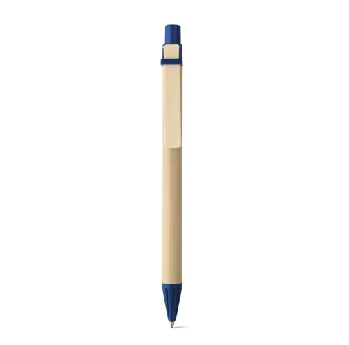 blue NAIROBI. Bolígrafo fabricado en papel kraft y clip de madera