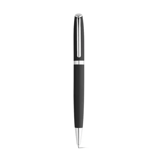 black RE-LANDO-SET. Set de roller y bolígrafo con cuerpo de aluminio reciclado (100% rAL)