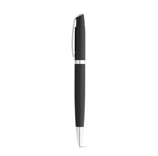 black RE-LANDO-SET. Set de roller y bolígrafo con cuerpo de aluminio reciclado (100% rAL)