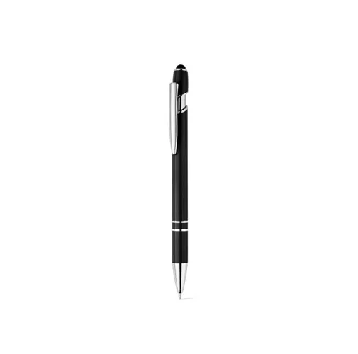 black NEIL. Bolígrafo con cuerpo de aluminio reciclado (100% rAL) y puntero táctil