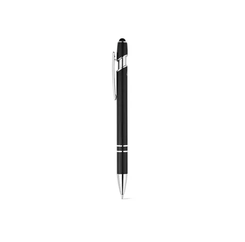 black NEIL. Bolígrafo con cuerpo de aluminio reciclado (100% rAL) y puntero táctil