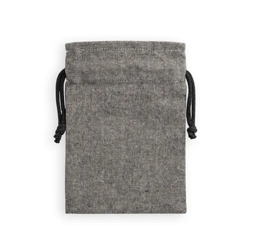 black GIBRALTAR. Bolsa de regalo en algodón reciclado (70%) y poliéster (30% rPET) (140 g/m²)