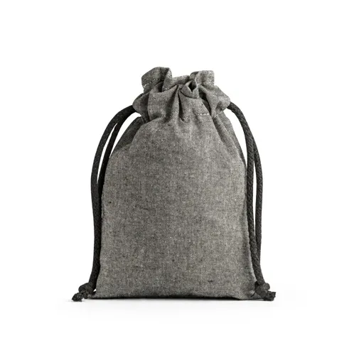black GIBRALTAR. Bolsa de regalo en algodón reciclado (70%) y poliéster (30% rPET) (140 g/m²)