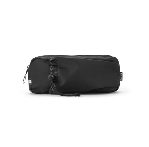 black DELFOS POUCH. Riñonera 300D poliéster reciclado y 600D poliéster reciclado con elementos reflectantes