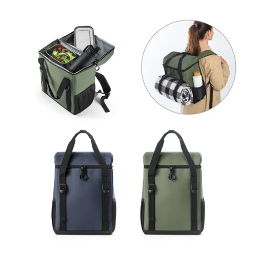 ROMA L. Mochila térmica acolchada en poliéster reciclado 600D ripstop 16 L