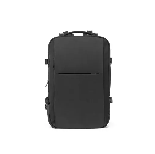 black DALLAS. Mochila de viaje de poliéster reciclado de alta densidad 600D para portátil de 17.3\