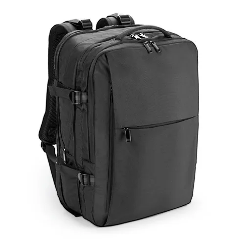 black DALLAS. Mochila de viaje de poliéster reciclado de alta densidad 600D para portátil de 17.3\