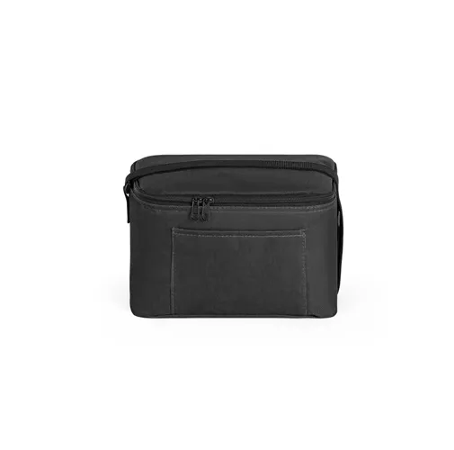 black CANCUN. Bolsa térmica de poliéster reciclado 600D con correa de cincha ajustable