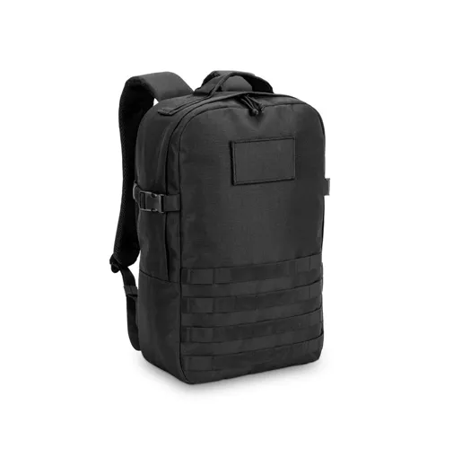 black EDINBURGH BPACK. Mochila de estilo militar en poliéster reciclado 600D, alta densidad y forro en poliéster reciclado 210D 17\'3’
