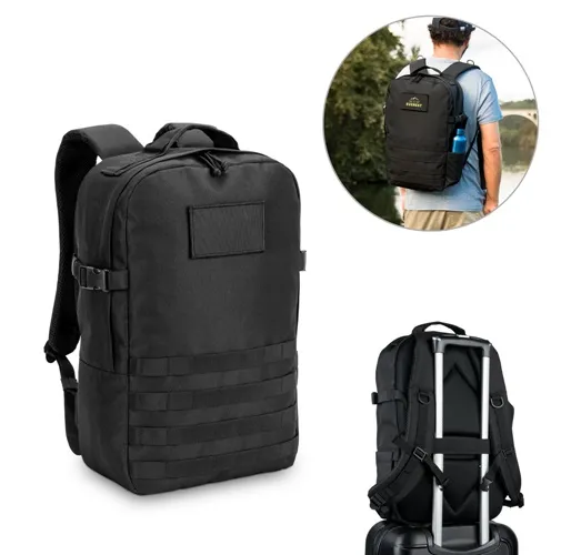 EDINBURGH BPACK. MOCHILA DE ESTILO MILITAR EN POLIÉSTER RECICLADO 600D, ALTA DENSIDAD Y FORRO EN POLIÉSTER RECICLADO 210D 17'3’