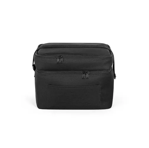 black CANCUN LARGE. Bolsa térmica de poliéster reciclado 600D, con correa de cincha ajustable