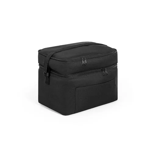 black CANCUN LARGE. Bolsa térmica de poliéster reciclado 600D, con correa de cincha ajustable