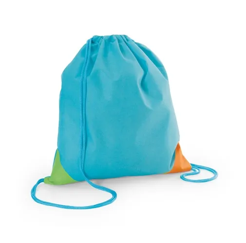 azul claro BISSAYA. Saco colorido em não-tecido com cordão (80 g/m²)