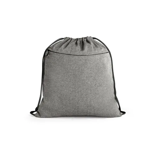 black CHANCERY. Bolsa de cordón de algodón reciclado (70%), poliéster (30% rPET) (140 g/m²)