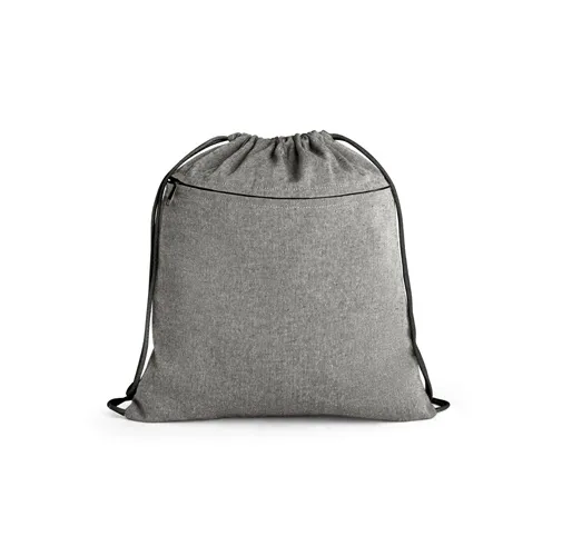 black CHANCERY. Bolsa de cordón de algodón reciclado (70%), poliéster (30% rPET) (140 g/m²)
