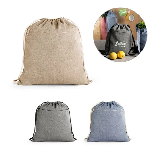 CHANCERY. Bolsa de cordón de algodón reciclado (70%), poliéster (30% rPET) (140 g/m²)
