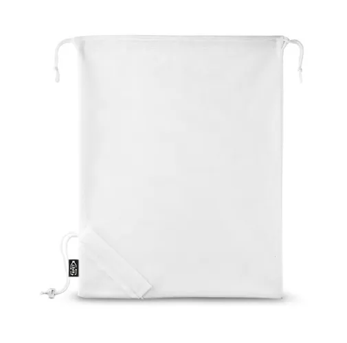white BOLZANO. Bolsa plegable fabricada en malla y poliéster reciclado 190T (100% rPET)