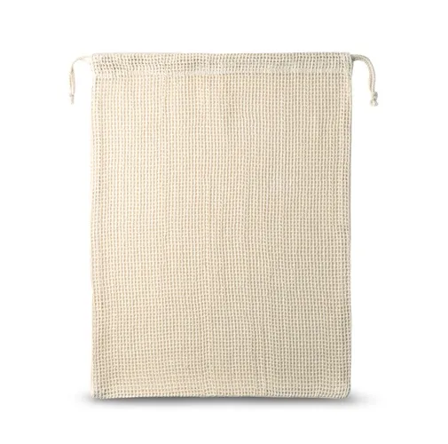 natural claro NAPOLI. Bolsa de algodón 100% (120 g/m²) con malla de algodón 100% en la parte delantera (100 g/m²)