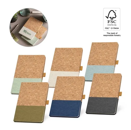 KLEE. CUADERNO A5 DE CORCHO Y LINO CON HOJAS RAYADAS
