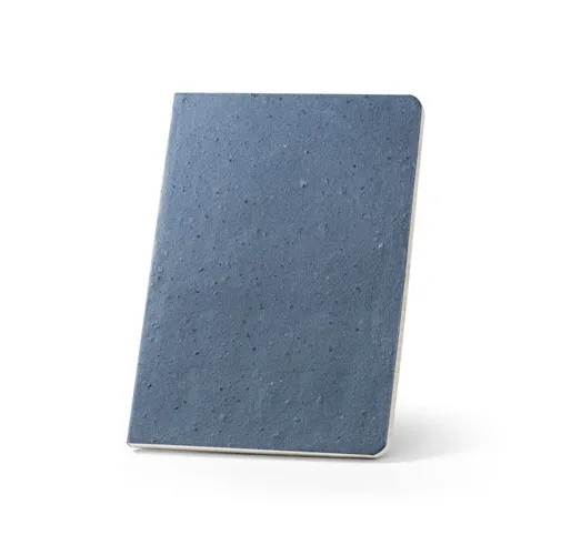 blue COFFEEPAD SEMI-RIGID. Bloc de notas A5 con tapa semirrígida elaborado a partir de residuos de cascarilla de café (65%)