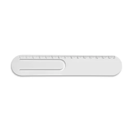 white STEPHENIE. Regla en PP con clip de 15 cm