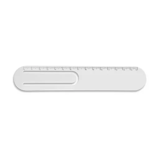 white STEPHENIE. Regla en PP con clip de 15 cm