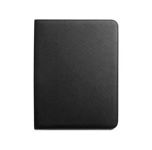 black EMERGE FOLDER. Carpeta tamaño A4 hecha en poliéster reciclado (100% rPET) 300D con cremallera