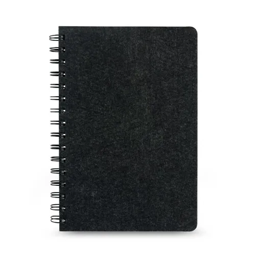 gris oscuro MISHIMA. Cuaderno A5 con tapa semidura de fieltro reciclado (100% rPET) con anillas y páginas rayadas