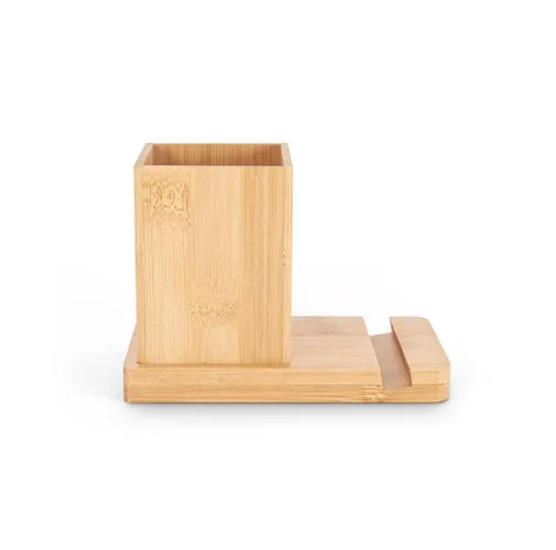 natural ERWIN. Juego de escritorio con soporte para móvil y vaso