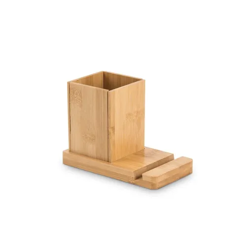 natural ERWIN. Juego de escritorio con soporte para móvil y vaso
