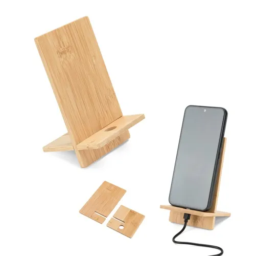 GALEN. Soporte para móvil de bambú, desmontable en dos partes