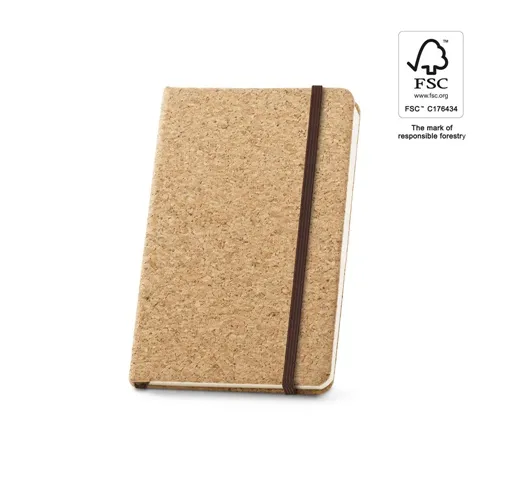 HAWKINS. Libreta de bolsillo de corcho con páginas lisas, en material certificado FSC™ y otros materiales controlados