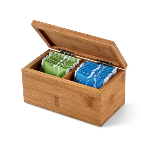 natural BURDOCK. Caja de té de bambú, con 2 compartimentos y cierre magnético