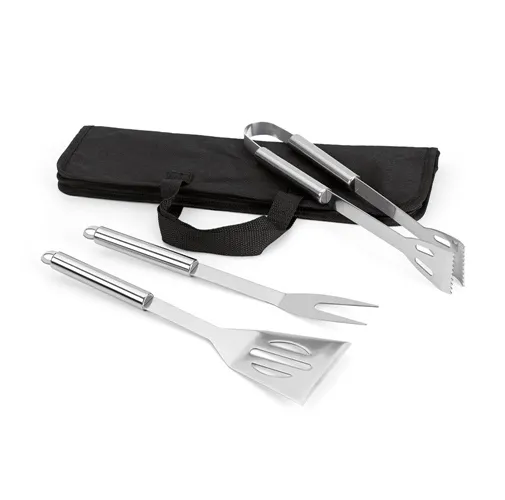 SOARES. Set de barbacoa que incluye 3 piezas en acero inoxidable